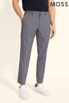 Moss Blue Slim Fit Micro Check Trousers (T81112) | 60 €
