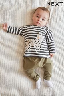 Black/White Cheetah 2 Piece Baby T-Shirt And Leggings Set (T81145) | $24 - $27