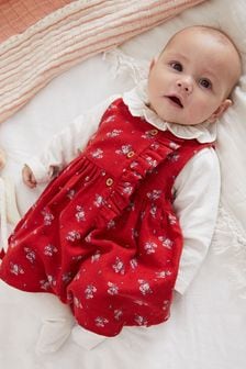 Red 2 Piece Baby Pinafore Dress And Bodysuit Set (0mths-2yrs) (T81704) | 16 € - 18 €
