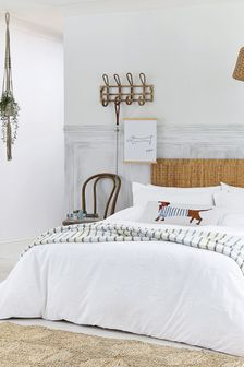 Joules White Sausage Dogs Clipped Jacquard Cotton Duvet Cover and Pillowcase Set (T81707) | $151 - $273