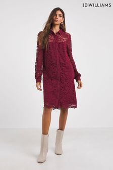 JD Williams Burgundy Red Lace Shirt Dress (T81743) | €26