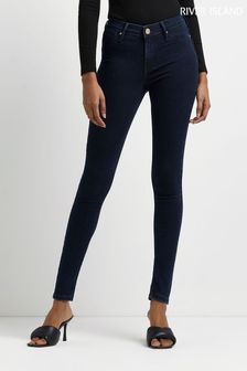 River Island Molly Skinny-Jeans mit mittelhohem Bund, Dunkelblau (T81893) | 20 €