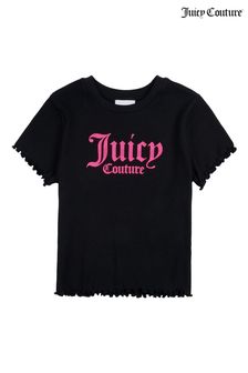 Juicy Couture Black Ribbed Fitted Crop T-Shirt (T82025) | ₪ 93 - ₪ 130