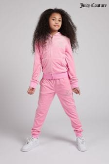 Juicy Couture 粉紅色絲絨拉鍊開襟運動套裝 (T82033) | NT$4,420 - NT$5,590