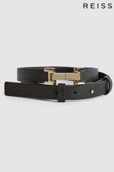 Reiss Black Hayley Leather Square Hinge Belt (T82070) | CHF 93