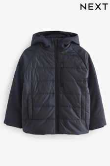 Navy Blue Quilted Hybrid Coat (3-16yrs) (T82130) | €44 - €59