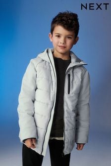 油灰色 - 混合材質絎縫大衣 (3-16歲) (T82138) | NT$1,240 - NT$1,690