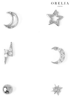 Orelia London Silver Plated Celestial Stud Ear Party Earrings 6 Pack (T82149) | ₪ 141