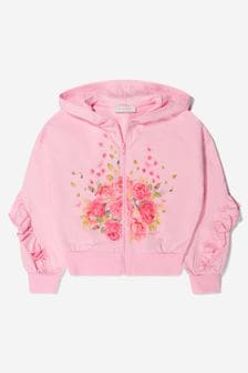 Girls Cotton Roses Zip Up Top in Pink (T82396) | KRW217,700
