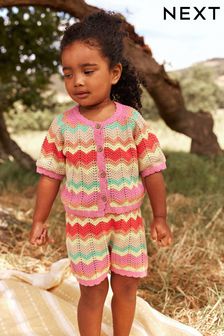 Ecru Marl Knitted Top And Short Set (3mths-7yrs) (T82460) | ￥3,820 - ￥4,510