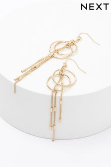 Gold Tone Circle Chain Drop Earrings (T82514) | $10
