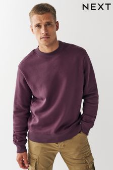 Dark Pink Relaxed Fit Crew Sweatshirt (T82524) | OMR11