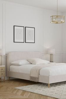 Plush Chenille Natural Oyster Matson Upholstered Bed Bed Frame (T82768) | €460 - €580