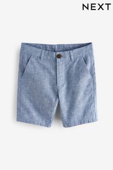 Azul claro - Pantalones cortos chinos de mezcla de lino (3-16 años) (T83015) | 14 € - 21 €
