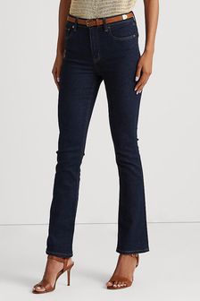 Темные выбеленные - Lauren Ralph Lauren Bootcut High Waist Stretch Denim Jeans (T83209) | €170