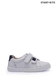 Start-Rite Explore White Leather Rip-Tape First Trainer Shoes