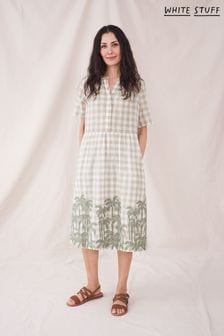 White Stuff Lana White Check Embroidered Summer Dress (T83695) | $140