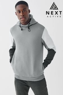 Grau/Weiß - Next Active Kapuzensweatshirt mit Farbblockdesign (T83789) | 45 €
