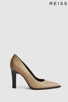 Reiss Taupe Ada Court Leather Court Shoes (T83898) | kr3,189