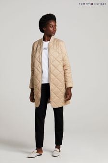 Tommy Hilfiger Brown Quilted Long Bomber Coat (T84062) | ₪ 1,071