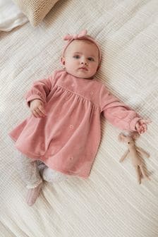 Roz - Set 2 piese cu colanți și rochie din velur pentru bebeluși (0 luni - 2 ani) (T84097) | 149 LEI - 166 LEI