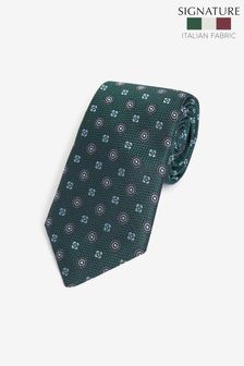 Verde con stampa floreale geometrica - Cravatta firmata 'made In Italy' (T84246) | €27