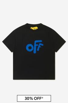 Boys Cotton Short Sleeve Logo T-Shirt in Black (T84334) | €165.50