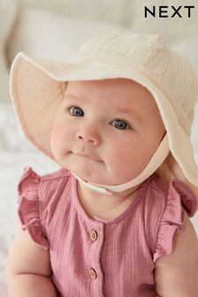Cream Crinkle Baby Bucket Hat (0mths-2yrs) (T84441) | DKK83