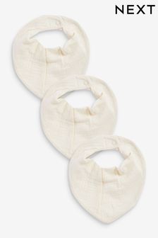 Cream Muslin Baby Dribble Bibs 3 Pack (T84452) | $11
