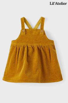 Lil Atelier Baby Girls Mustard Yellow Cord Pinafore Dress (T84616) | €35