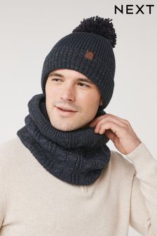 Navy Snood And Bobble Hat Set (T84892) | $39