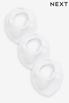 White Muslin Baby Dribble Bibs 3 Pack (T84899) | AED34