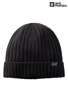Jack Wolfskin Rip Knit Black Beanie Hat (T85204) | €34