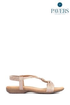 Pavers Gold Flat Strappy Sandals (T85235) | ₪ 151
