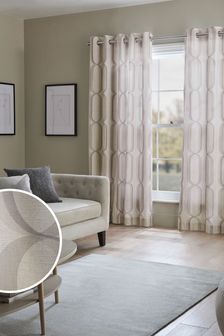 Natural Overscale Geometric Eyelet Curtains (T85517) | €37 - €86