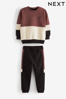 Brown Colourblock Sweat And Joggers Set (3-16yrs) (T85572) | 36 € - 49 €
