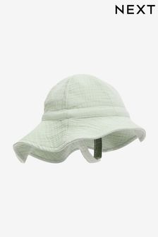 Mint Green Crinkle Baby Bucket Hat (0mths-2yrs) (T85842) | SGD 14