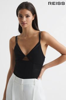 Reiss Black Ellen Mesh Contrast Strappy Cami Top (T86068) | 150 €