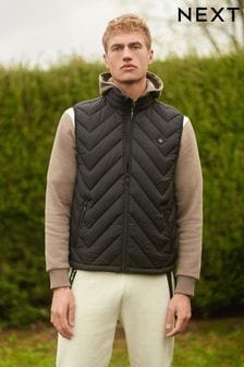 Black Tipped Funnel Neck Quilted Gilet (T86083) | €16