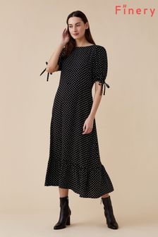 Черное платье из ткани Ecovero™ с узором в горошек Finery Ruby (T86263) | €24