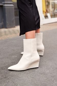 White Forever Comfort® Pointed Toe Wedge Boots (T86437) | €23