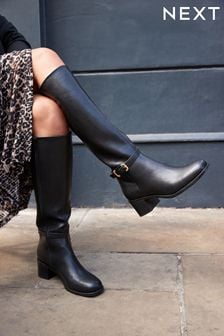 Black Forever Comfort® Buckle Detail Knee High Boots (T86451) | 79 €