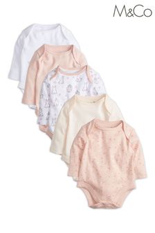 M&Co Pink Long Sleeve Bodysuits Five Pack (T86632) | €20