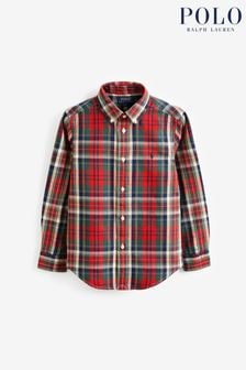 Красная рубашка для мальчиков в клетку с логотипом Polo Ralph Lauren (T86689) | €51 - €58