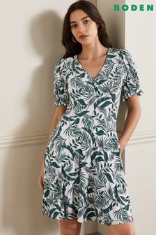 Boden Jersey-Kleid mit V-Ausschnitt, Grün (T86796) | 36 €