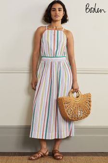 Boden Cream Stripe Halterneck Midi Dress (T86819) | $236