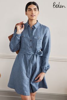 Boden Blue Fit And Flare Mini Shirt Dress (T86822) | ₪ 442