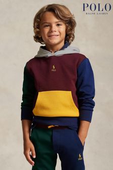 Rdeč fantovski kapucar z barvnimi bloki in logom Polo Ralph Lauren (T87025) | €56 - €62
