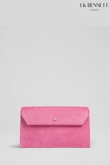 LK Bennett Pink Dora Leather Clutch Bag