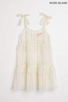 River Island White/Gold Sun Dress (T87223) | $30